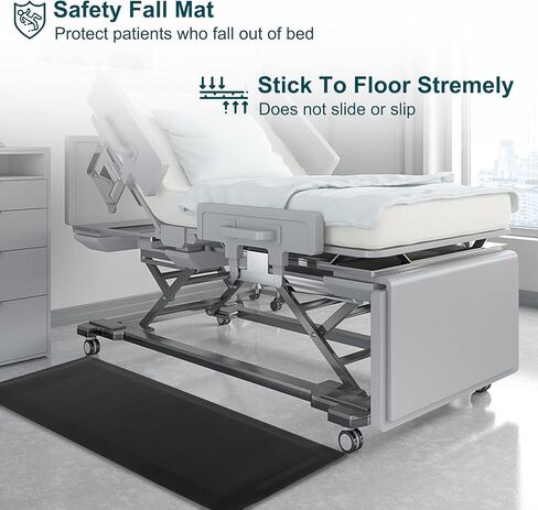 70"x24"x3/4" Thick Medical Bedside Fall Safety Protection Floor Mat for Elderly Senior Handicap,Reducing Injury Risk and Impact, Prevent Bed Falling, Anti Fatigue, Non-Slip Beveled Edge in Kuwait