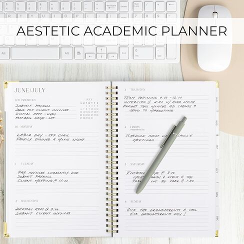 Aesthetic 2025-2026 Academic Planner - A Beautiful 7 x 10" Daily Planner for Women or Men with Weekly & Monthly Spreads For The 25-26 School Year - Modern Calendar Runs From July 2025, June 2026 in Kuwait