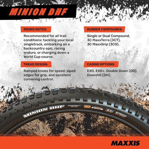 MAXXIS Minion DHF - 2 Pack - 24", 26", 27.5", 29" - Mountain Bike Tire, Tubeless | Gold Standard of Gravity Focused MTB Tread in Saudi Arabia