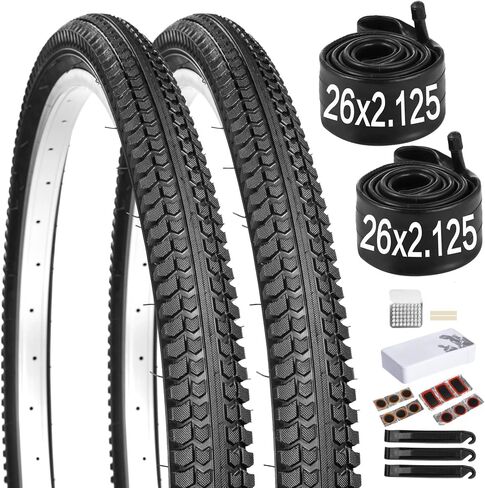 إطارات الدراجات الجبلية 26 بوصة ، 2 حزمة قابلة للطي 26 × 2.125 "إطار الدراجة وأنابيب الدراجة 26 بوصة مع مجموعة إصلاح ، 26x2.125 أنبوب إطارات الدراجات لـ MTB ، BMX (26x2.125 إطارات قابلة للطي) in Saudi Arabia