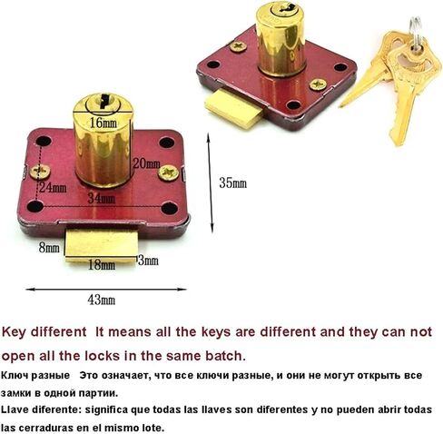 Drawer Lock 22mm 16mm for Home Cabinet Cupboard Wardrobe Door Furniture Hadrware MX08 G1 1Pcs(16mm Red) in Saudi Arabia