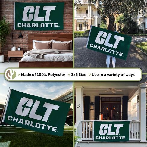 Desert Cactus University of North Carolina Charlotte UNCC Flag - 3 x 5 Feet Forty Niners Banner, Indoor/Outdoor Durable Fabric, 100% Polyester Design (Style C) in Saudi Arabia