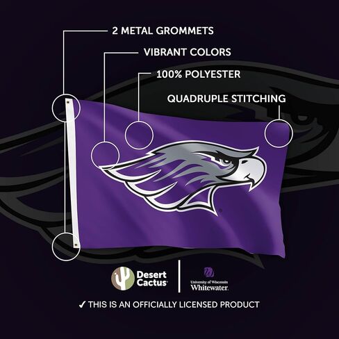 Desert Cactus University of Wisconsin Whitewater UWW Flag - 3 × 5 أقدام لافتة Warhawks ، النسيج المتين الداخلي/الخارجي ، تصميم البوليستر 100 ٪ (النمط 3) in Saudi Arabia