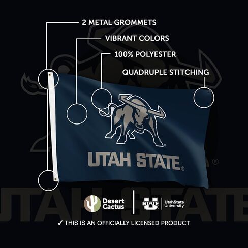 Desert Cactus Utah University Usu Flag - 3 × 5 أقدام لافتة Aggies ، نسيج داخلي/خارجي متين ، تصميم البوليستر بنسبة 100 ٪ (النمط 1) in Saudi Arabia