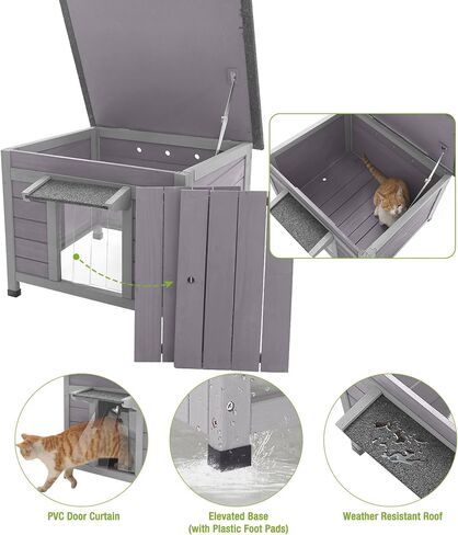 GUTINNEEN Insulated Outdoor Cat House with 0.78" Thick Liner - 6-Side All-Around Insulation, 3 Escape Doors & Elevated Moisture-Proof Base - Weatherproof Feral Cat Shelter in Saudi Arabia