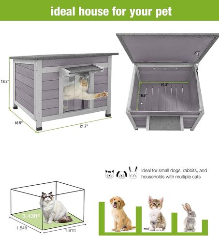GUTINNEEN Insulated Outdoor Cat House with 0.78" Thick Liner - 6-Side All-Around Insulation, 3 Escape Doors & Elevated Moisture-Proof Base - Weatherproof Feral Cat Shelter in Saudi Arabia