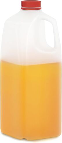 Plastic Milk Bottles, 64 Oz HDPE Material, Juice Bottles with Red Tamper-Evident Caps, Set of 6, Clear bottle with Red cover (6) in Kuwait