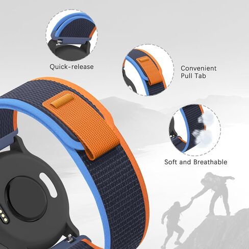 Trail Loop Nylon 22 مم نطاقات ساعة متوافقة مع Garmin Vivoactive 4/Venu 2/3 ، حزام رياضي منسوج ناعم قابل للتعديل لـ Forerunner 265/255/255 MUSIC MEN in Kuwait