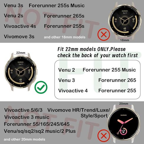 Trail Loop Nylon 22 مم نطاقات ساعة متوافقة مع Garmin Vivoactive 4/Venu 2/3 ، حزام رياضي منسوج ناعم قابل للتعديل لـ Forerunner 265/255/255 MUSIC MEN in Kuwait