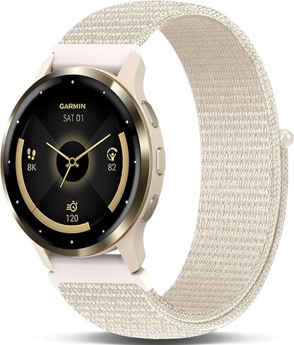 خطاف وحلق نايلون ساعة ساعة متوافقة مع Garmin Venu 3/2/Forerunner 265/255،22mm Lightweiht Sport Resparle Strap لـ Garmin Viviactive 4 نساء الرجال in Kuwait