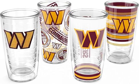 Tervis NFL Washington Leaders - متنوعون مصنوع في الولايات المتحدة الأمريكية كوب سفر معزول مع عزل معزول يحافظ على المشروبات الباردة والساخنة ، 16 أوقية 4pk ، كلاسيكية in Saudi Arabia