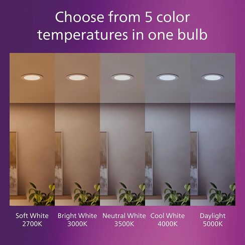 LED Philips 60W Slim 6-inch Canless Downlight 12-Pack Selectable White Multi-CCT 1000 Lumen (12.5W = 60W) Dimmable No Housing Required in Saudi Arabia