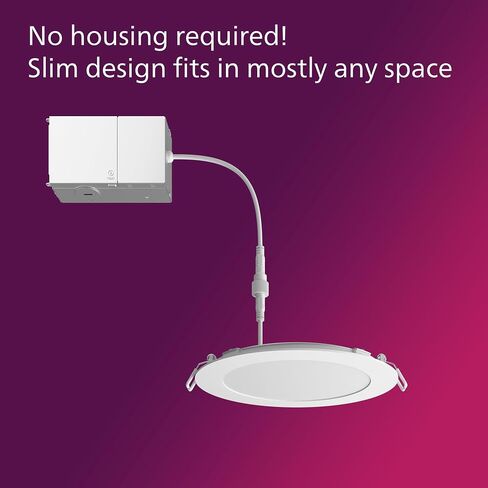 LED Philips 60W Slim 6-inch Canless Downlight 12-Pack Selectable White Multi-CCT 1000 Lumen (12.5W = 60W) Dimmable No Housing Required in Saudi Arabia