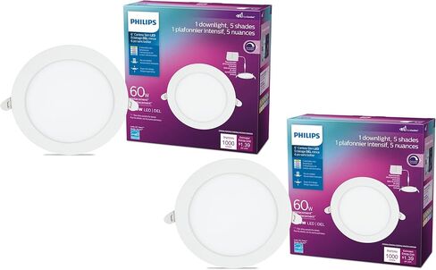 LED Philips 60W Slim 6 بوصة Canless Downlight 12 عبوة قابلة للاختيار الأبيض القابل للاختيار 1000 Lumen (12.5W = 60W) DIMMABLE لا يوجد سكن مطلوب in Kuwait