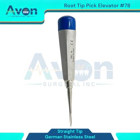 #78 مصعد طرف جذر الأسنان المستقيم ، نهايات مقبض زرقاء حادة وخفيفة الوزن | أدوات طب الأسنان الألمانية الفولاذ المقاوم للصدأ in Kuwait