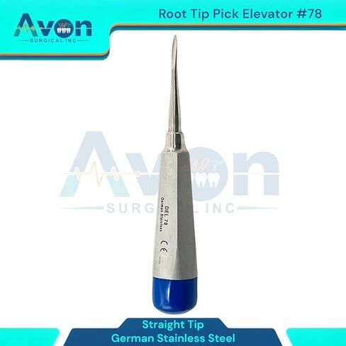 #78 مصعد طرف جذر الأسنان المستقيم ، نهايات مقبض زرقاء حادة وخفيفة الوزن | أدوات طب الأسنان الألمانية الفولاذ المقاوم للصدأ in Kuwait