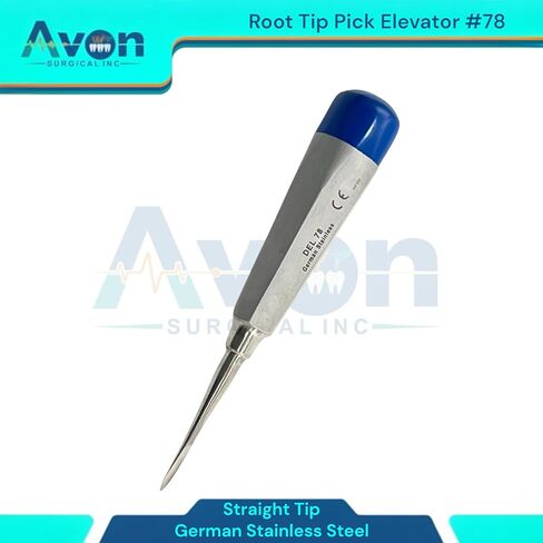 #78 مصعد طرف جذر الأسنان المستقيم ، نهايات مقبض زرقاء حادة وخفيفة الوزن | أدوات طب الأسنان الألمانية الفولاذ المقاوم للصدأ in Kuwait