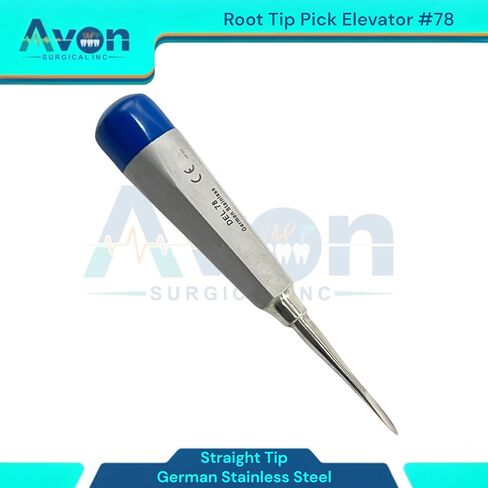 #78 مصعد طرف جذر الأسنان المستقيم ، نهايات مقبض زرقاء حادة وخفيفة الوزن | أدوات طب الأسنان الألمانية الفولاذ المقاوم للصدأ in Kuwait