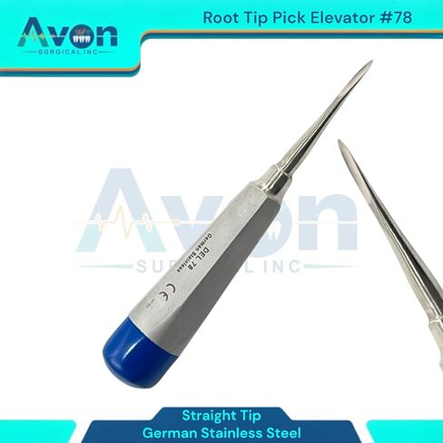 #78 مصعد طرف جذر الأسنان المستقيم ، نهايات مقبض زرقاء حادة وخفيفة الوزن | أدوات طب الأسنان الألمانية الفولاذ المقاوم للصدأ in Kuwait