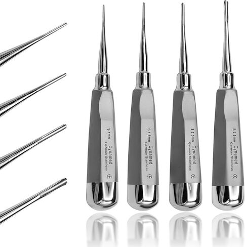 Cynamed Luxating Dental Elevator Set of 4 – Premium Stainless Steel Tooth Extraction Tools 1.5mm, 2mm, 3mm, 4mm – Professional Dental Instruments Kit for Oral Surgery & Periodontal Care in Saudi Arabia