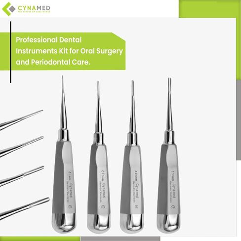 Cynamed Luxating Dental Elevator Set of 4 – Premium Stainless Steel Tooth Extraction Tools 1.5mm, 2mm, 3mm, 4mm – Professional Dental Instruments Kit for Oral Surgery & Periodontal Care in Saudi Arabia