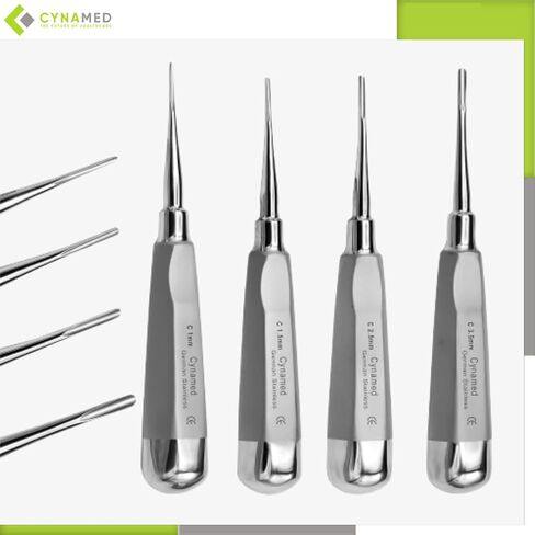 Cynamed Luxating Dental Elevator Set of 4 – Premium Stainless Steel Tooth Extraction Tools 1.5mm, 2mm, 3mm, 4mm – Professional Dental Instruments Kit for Oral Surgery & Periodontal Care in Saudi Arabia