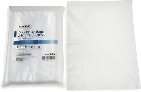 McKesson Zip Closure Bags, 2 mil Thickness - Polyethylene, Reclosable - Clear, 12 in x 15 in, 100 Count, 1 Pack in Saudi Arabia