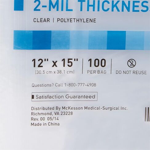 McKesson Zip Closure Bags, 2 mil Thickness - Polyethylene, Reclosable - Clear, 12 in x 15 in, 100 Count, 1 Pack in Saudi Arabia