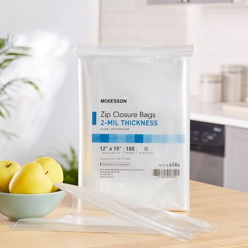 McKesson Zip Closure Bags, 2 mil Thickness - Polyethylene, Reclosable - Clear, 12 in x 15 in, 100 Count, 1 Pack in Saudi Arabia