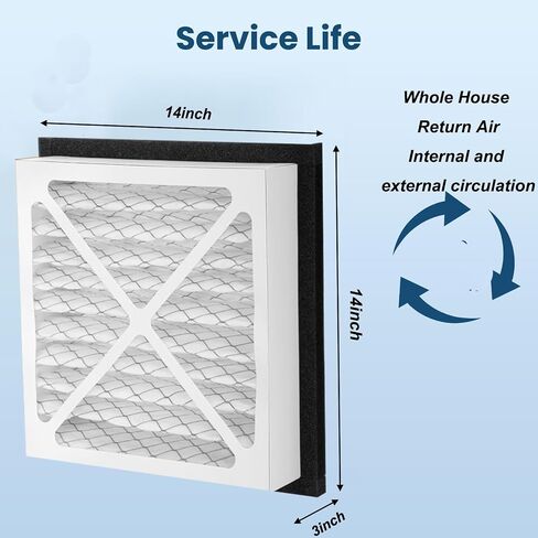 2PACK 14X14X3 MERV13 AIR FILTER PLEETED HOUSE RETURS RETURS PILTERS ALPTEMENTS تتوافق تمامًا مع مرشح Grille Return House Series 14x14x3 in Kuwait