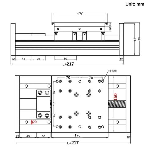 جدول الشريحة الخطية الثقيلة HGR20 دليل السكك الحديدية 4PCS HGR20 المحامل الخطية SFU2010/SFU1605/SFU1610/SFU2005 (500 مم SFU1610) in Kuwait