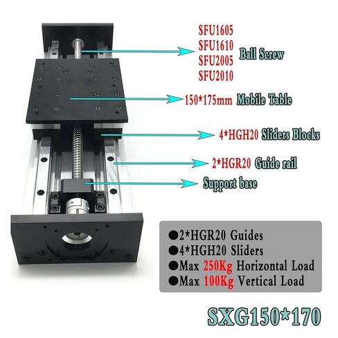 جدول الشريحة الخطية الثقيلة HGR20 دليل السكك الحديدية 4PCS HGR20 المحامل الخطية SFU2010/SFU1605/SFU1610/SFU2005 (500 مم SFU1610) in Kuwait