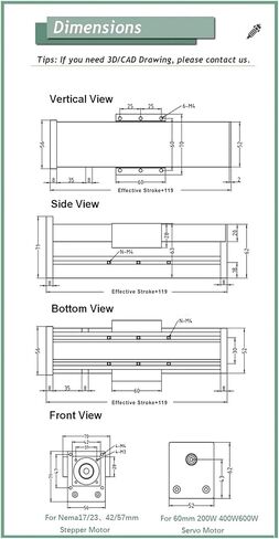 X Y Z Axis Fully Enclosed Linear Rail Guide Stage Dust Cover Slide Table 52mm Width Ball Screw Linear Actuator Sliding Table(with Handwheel,SFU1204-600mm) in Kuwait