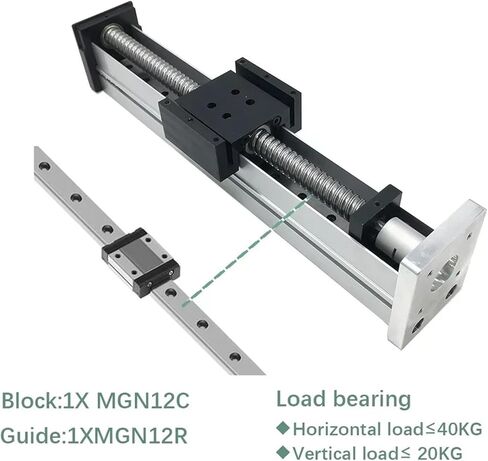 X Y Z Axis Fully Enclosed Linear Rail Guide Stage Dust Cover Slide Table 52mm Width Ball Screw Linear Actuator Sliding Table(with Handwheel,SFU1204-600mm) in Kuwait