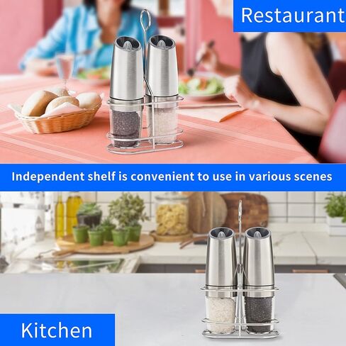 Gravity Electric Pepper and Salt Grinder Set, Battery Operated Pepper Mill with Blue LED Light, One Hand Operation, Flip to Grind, Adjustable Coarseness in Saudi Arabia