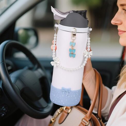 إكسسوارات زجاجة ماء تم تعيينها لـ Owala Freesip 24oz 、 32 أوقية - تشمل حزام مقبض اللؤلؤ ، سحر القوس ، 2.9 بوصة. in Kuwait