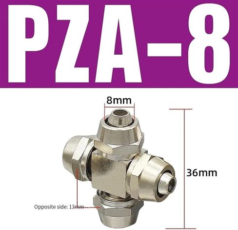1PCS PZA النحاس المطلي بالنيكل الهوائي الموصل السريع للمفصل السريع OD 4 6 8 10 12 مم من النوع 4 طرق تركيب أنبوب (PZA-4) in Saudi Arabia