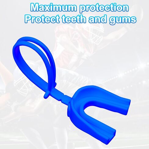 ARGOMAX Mouth Guard Sports, Hockey, Lacrosse, Baseball, Wrestling Moutguard, Gel Max Heavy Duty Protection & Custom Fit, Football Mouth Guard with Strap, Adult & Youth Mouthguard, Blue. in Saudi Arabia