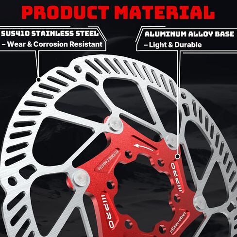 IIIPRO A2 140mm 160mm 180mm 203mm Floating Bike Disc Brake Rotor with 6 Bolts,MTB Mountain Bike Stainless Steel Rotors M5 Screws, Bicycle Disc Brakes Rotors fit Road Bike/Ebike/BMX(Black) in Kuwait