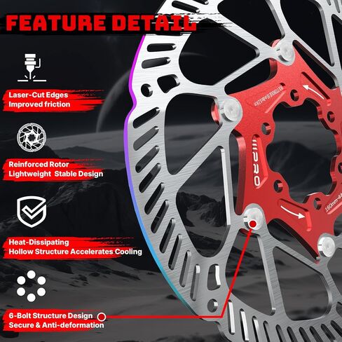 IIIPRO A2 140mm 160mm 180mm 203mm Floating Bike Disc Brake Rotor with 6 Bolts,MTB Mountain Bike Stainless Steel Rotors M5 Screws, Bicycle Disc Brakes Rotors fit Road Bike/Ebike/BMX(Black) in Kuwait