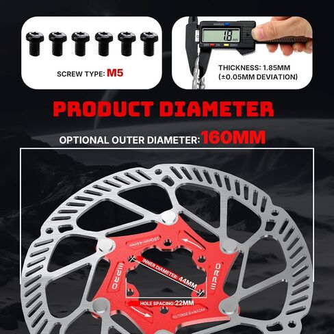 IIIPRO A2 140mm 160mm 180mm 203mm Floating Bike Disc Brake Rotor with 6 Bolts,MTB Mountain Bike Stainless Steel Rotors M5 Screws, Bicycle Disc Brakes Rotors fit Road Bike/Ebike/BMX(Black) in Kuwait