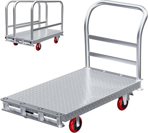 2IN1 Steel Panel Cart Dolly – Heavy Duty Drywall Lumber Truck Cart with 3000 LBS Capacity, 44 x 28 Inch 2.2MM Steel Plate, 6" Swivel Brake Wheels, 1 Front & 3 Side Handrails (XL) in Kuwait