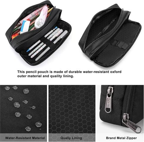 Della Gao Large Pencil Case, Big Capacity Pencil Pouch with 2 Compartments in Kuwait