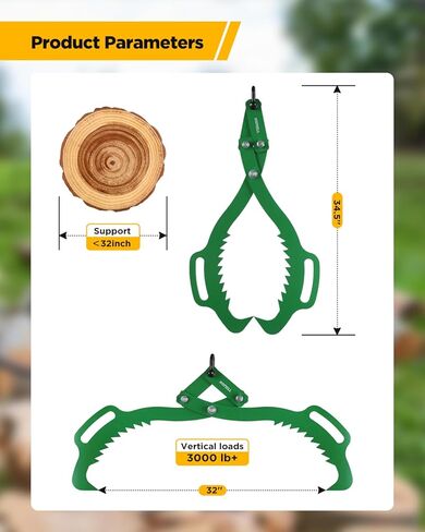 ملقط لرفع السجل ، 2 خطاف مخلب مخلب ، خطاف مخلب الأخشاب المطورة كأدوات معالجة السجل لسحب ورفع سجلات المستخدمة كجرار ، ATVs والشاحنات الملحقات (مخلبان - 32 '') in Kuwait