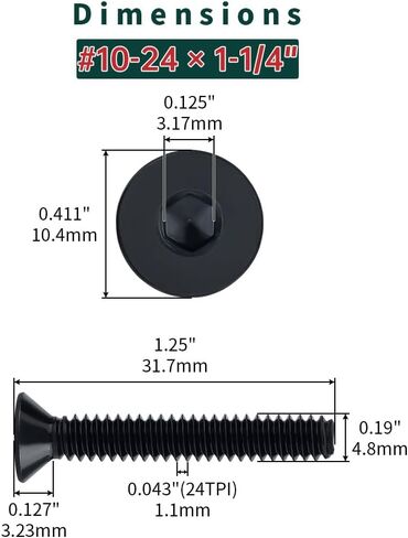 1/4-20 x 2 Black Flat Head Socket Head Screws (25 pcs), 304 Stainless Steel 18/8, Countersunk Head, Allen Hex Drive, Full Thread, Fayeploo in Saudi Arabia