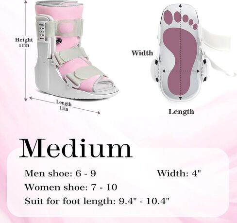 Walking Boot for Broken Foot, Air Cam Walker Boot for Foot Injury, Women Adjustable Fracture Support for Sprained Ankle, Grey Frame With Light Pink Lining, Medium in Kuwait