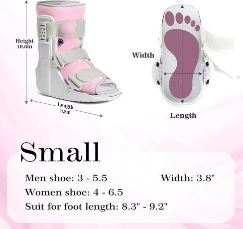 Walking Boot for Broken Foot, Air Cam Walker Boot for Foot Injury, Women Adjustable Fracture Support for Sprained Ankle, Grey Frame With Light Pink Lining, Medium in Kuwait