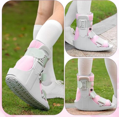 Walking Boot for Broken Foot, Air Cam Walker Boot for Foot Injury, Women Adjustable Fracture Support for Sprained Ankle, Grey Frame With Light Pink Lining, Medium in Kuwait