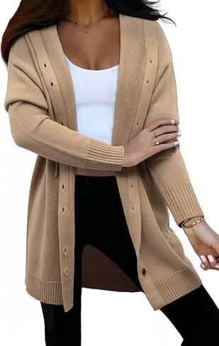 Astylish Women's Oversized Hooded Cardigan Collection Long Sleeve V-Neck Button-Down Sweaters for Fall Winter in Saudi Arabia