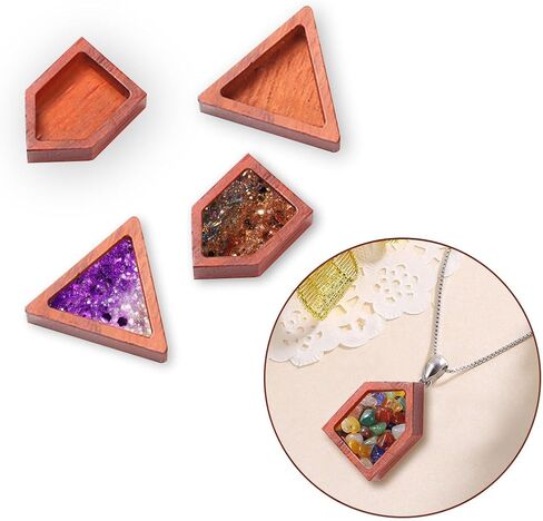 iSuperb 5 Pieces Wooden for Resin Epoxy Craft, Resin Wood Pendant Accessories for DIY Jewelry Making Necklace, Handmade Art Designer Landscape Natural Unfinished Wood in Kuwait